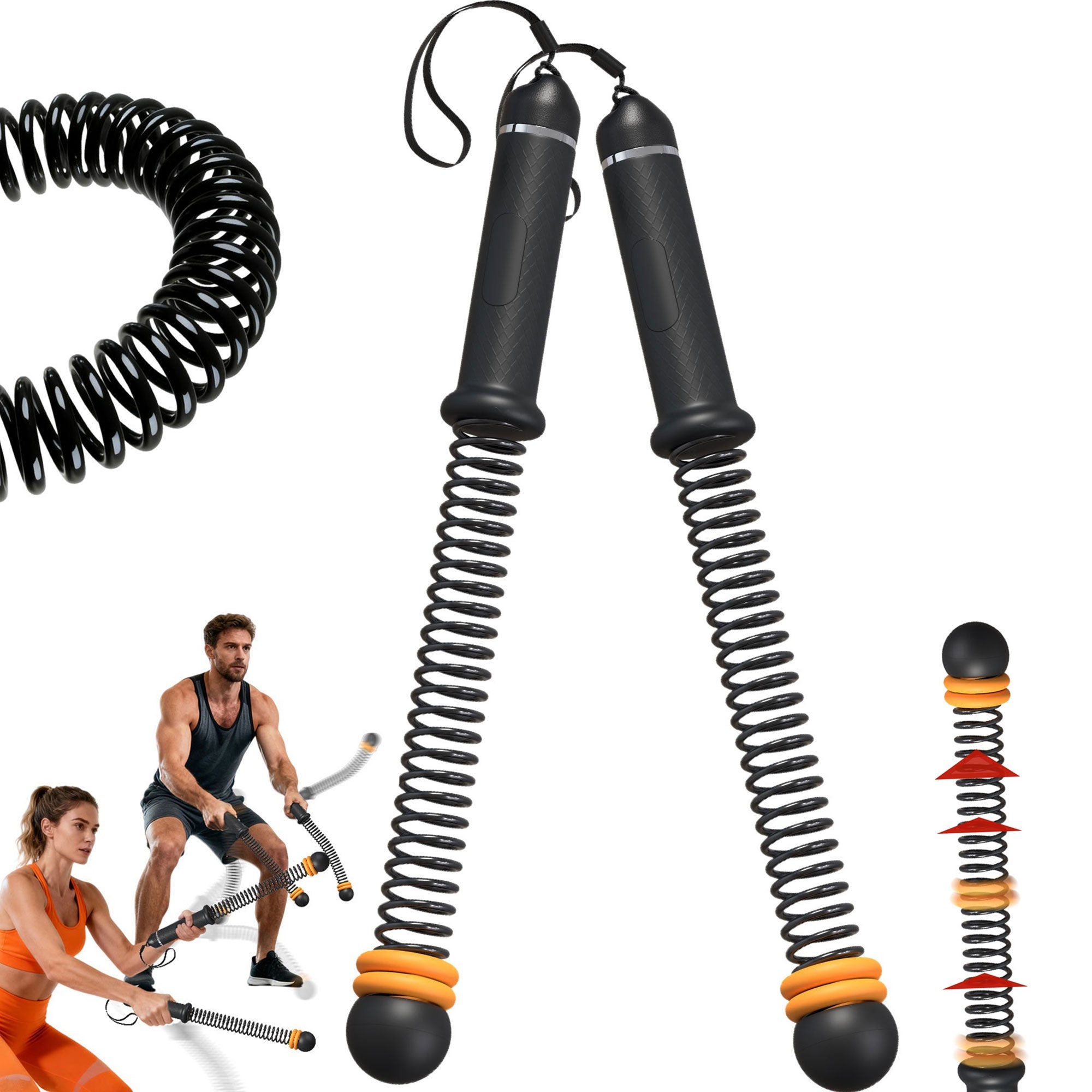 YUSAVHO Adjustable Ropeless Battle Ropes for Home Gym for Men & Women, Heavy Duty Cordless Battle Rope with Storage Bag,Exercise Ropes with Variable Resistance, Strength & Low-Impact Cardio for HIIT(Black)