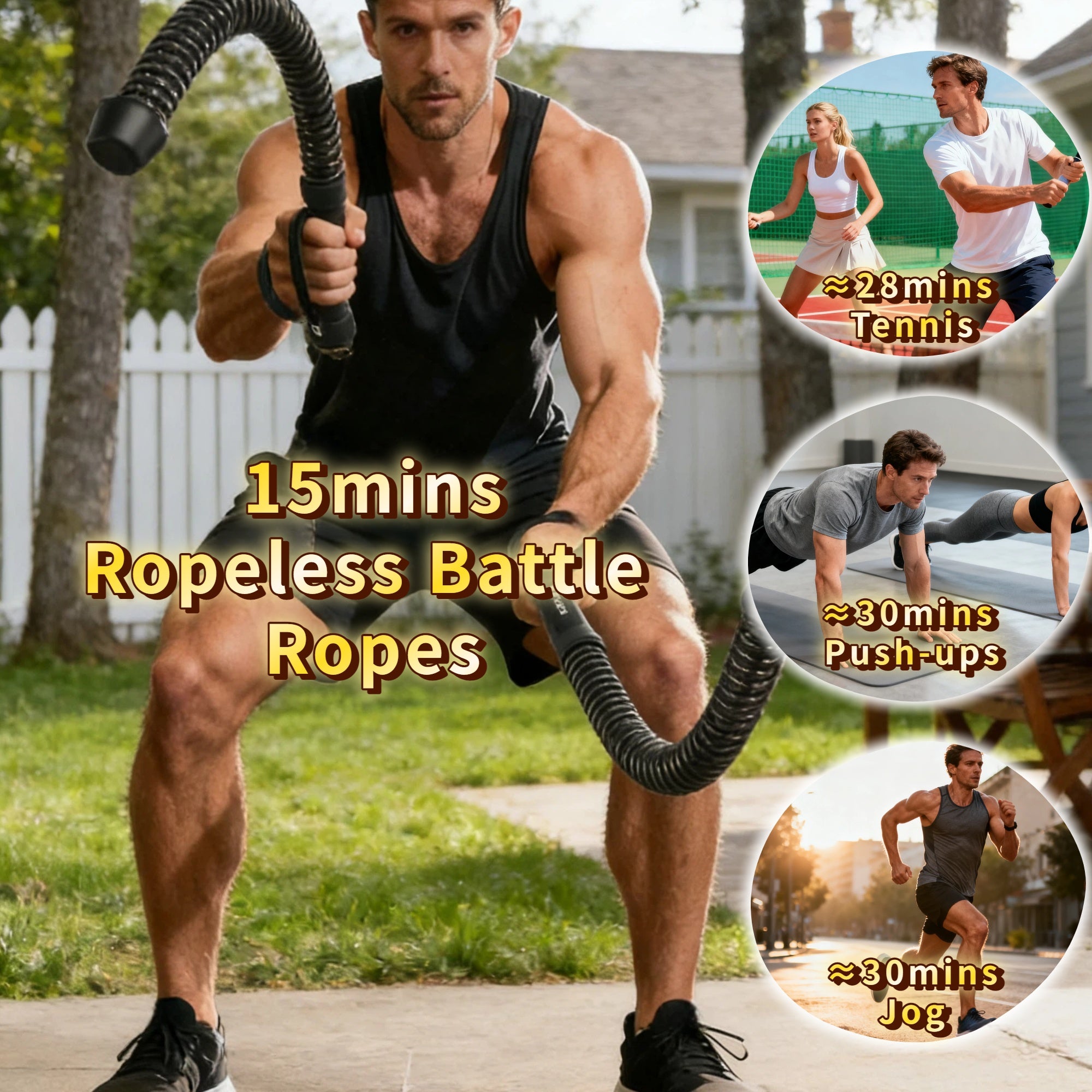 YUSAVHO Ropeless Battle Ropes for Home Gym-Portable Cordless Training Rope Fitness Equipment for Men & Women,Weighted Workout Ropes for HIIT,Versatile Exercise Equipment for Home and Travel